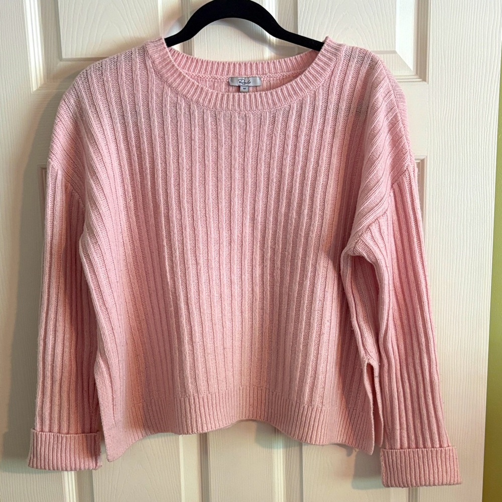 Rails Pink Ribbed Crew Neck Sweater